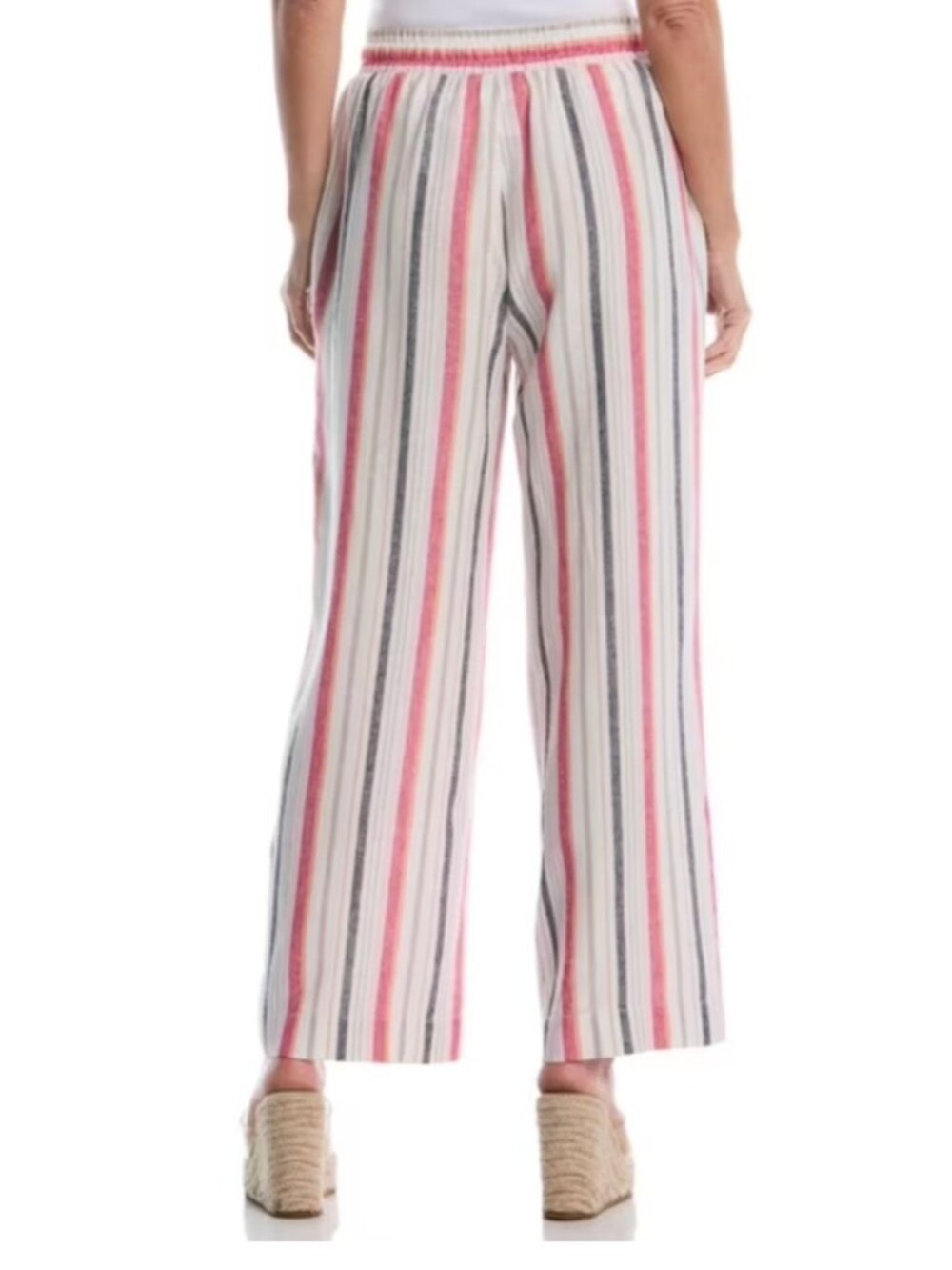 Rafaella Women's Drawcord Waistband Wide Leg Linen Blend Pant Size L - Picture 3 of 7